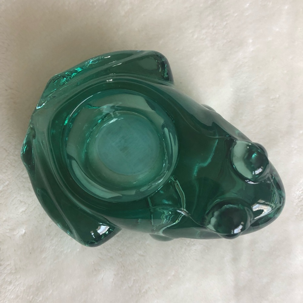 Vintage Indiana Glass “Spanish Green” Frog Votive Candle Holder — #07138 - Picture 2 of 9